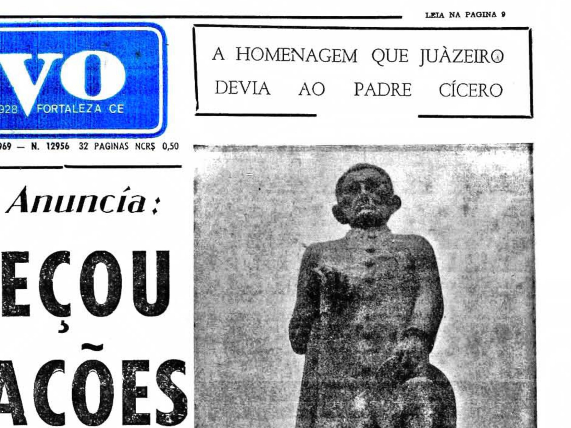 INAUGURAÇÃO DA ESTÁTUA DE PADRE CÍCERO (Foto: O POVO É HISTÓRIA)