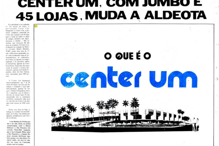 50 anos da Inauguração do Shopping Center Um, primeiro shopping de Fortaleza, em novembro de 1974 (Foto: O POVO É HISTÓRIA)