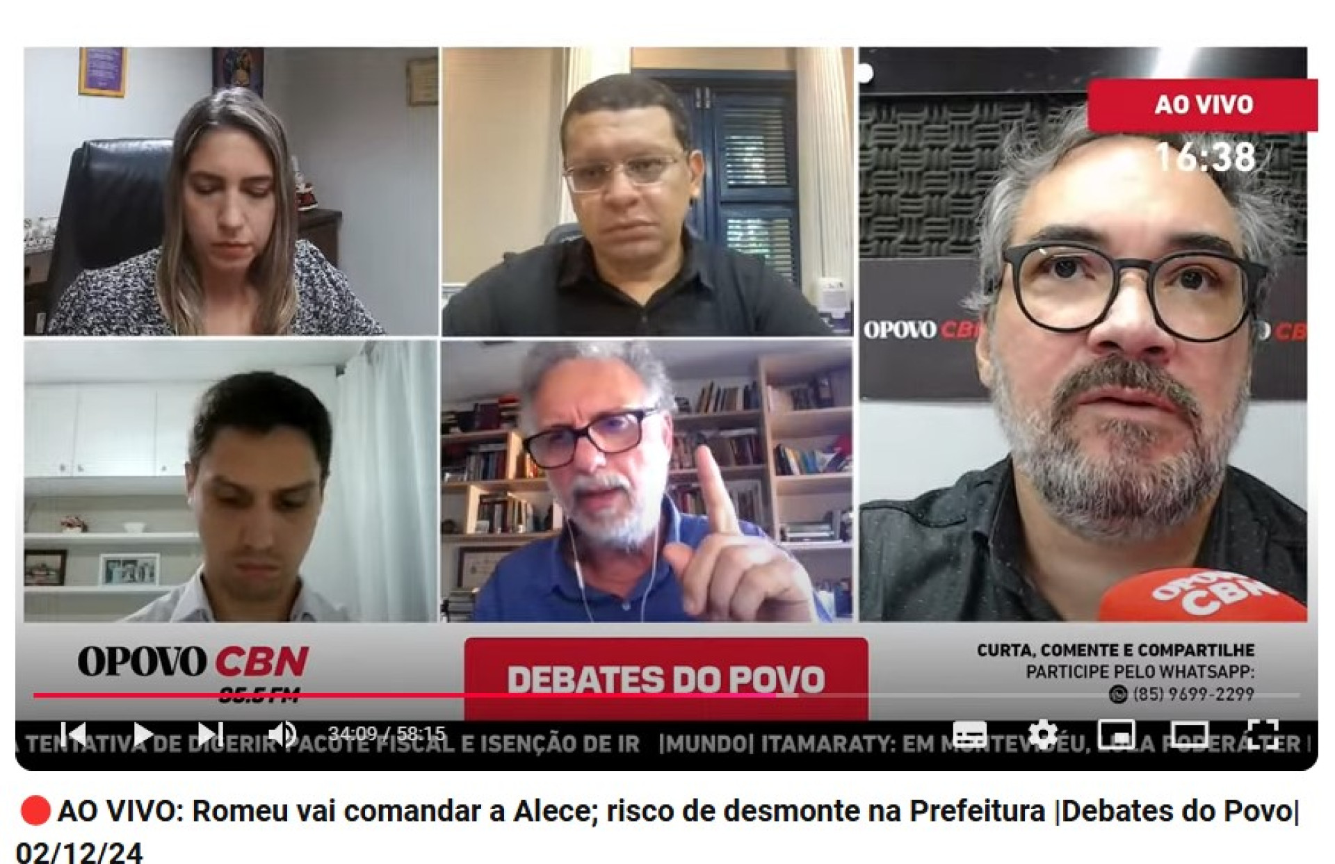 Secretário Renato Lima participa do programa Debates do Povo, da rádio O POVO CBN (Foto: Reprodução de vídeo / Rádio O POVO CBN)