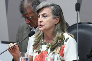 A coordenadora da Auditoria Cidadã da Dívida, Maria Lúcia Fatorelli participa de audiência pública interativa para instruir a PEC 6/2019 que modifica o sistema de previdência social, estabelece regras de transição e disposições transitórias na Comissão de Constituição, Justiça e Cidadania (CCJ) 