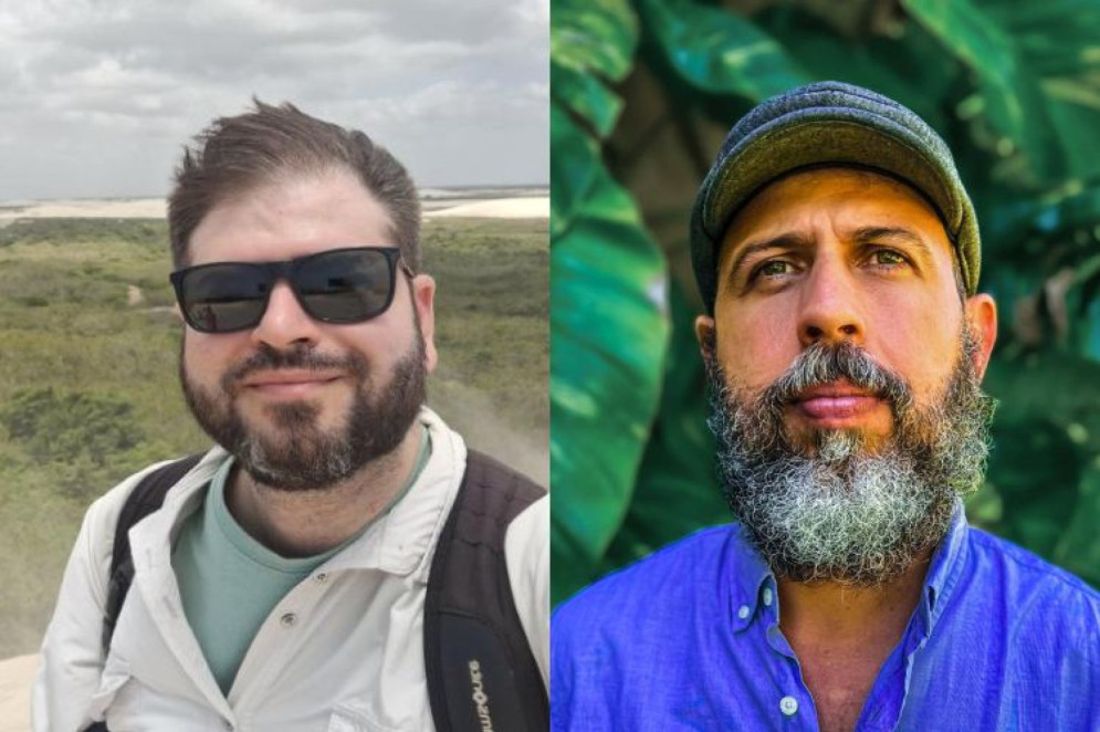 Professor Marcelo Moro, da UFC, e o biólogo Thieres Pinto estudam a flora e a fauna de Fortaleza(Foto: Reprodução/Whatsapp/Arquivo Pessoal)