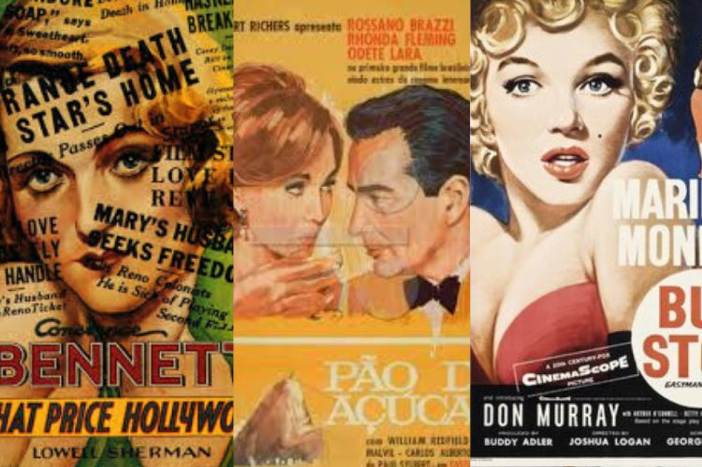 Beleza loira e jovem predominou na indústria americana. Constance Bennett, em What Price Hollywood?, de 1932; Rhonda Flemming, em "Pão de Açúcar", de 1964; e Marilyn Monroe em "Bus Stop", de 1956 (Foto: Reprodução/Old Hollywood)