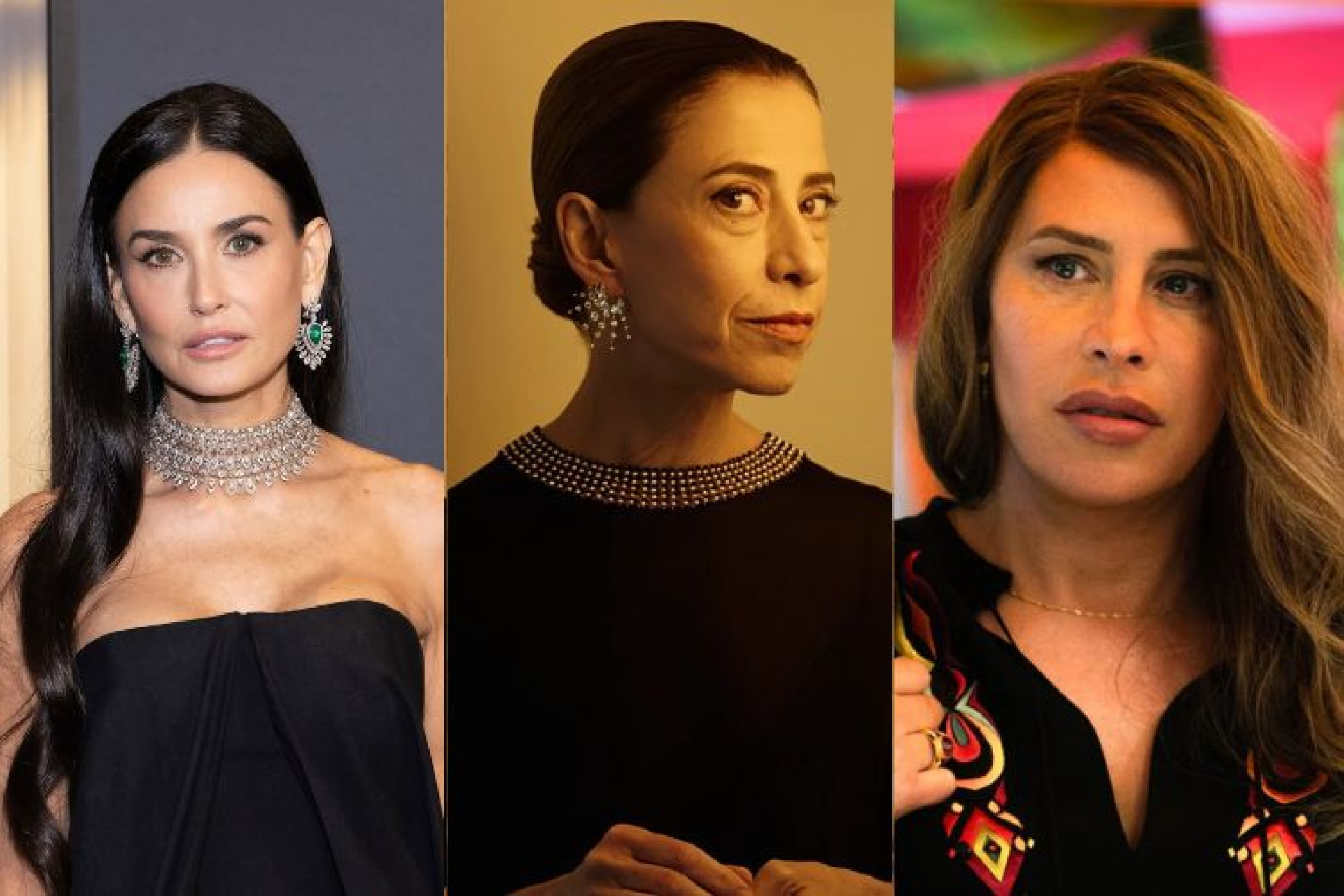 Demi Moore, Fernanda Torres e Karla Sofía Gascón estão indicadas ao Oscar 2025 (Foto: Tom Barreto/Divulgação/Reprodução/Instagram/DIVULGAÇÃO/PARIS FILMES)