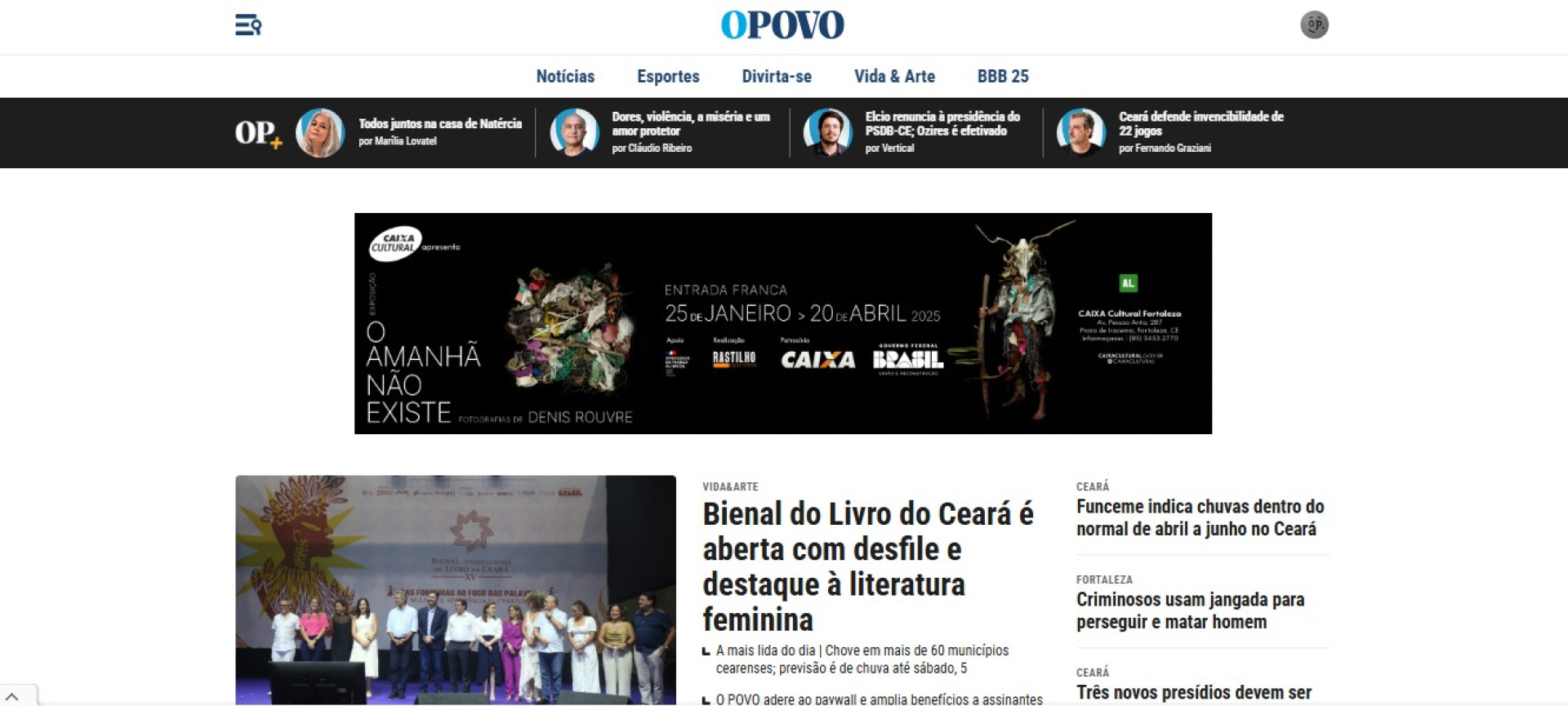 Detalhe da capa do Portal O POVO (Foto: Reprodução Portal O POVO)