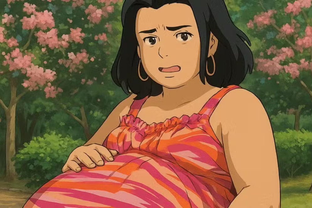 Meme da Grávida de Taubaté em estilo Ghibli