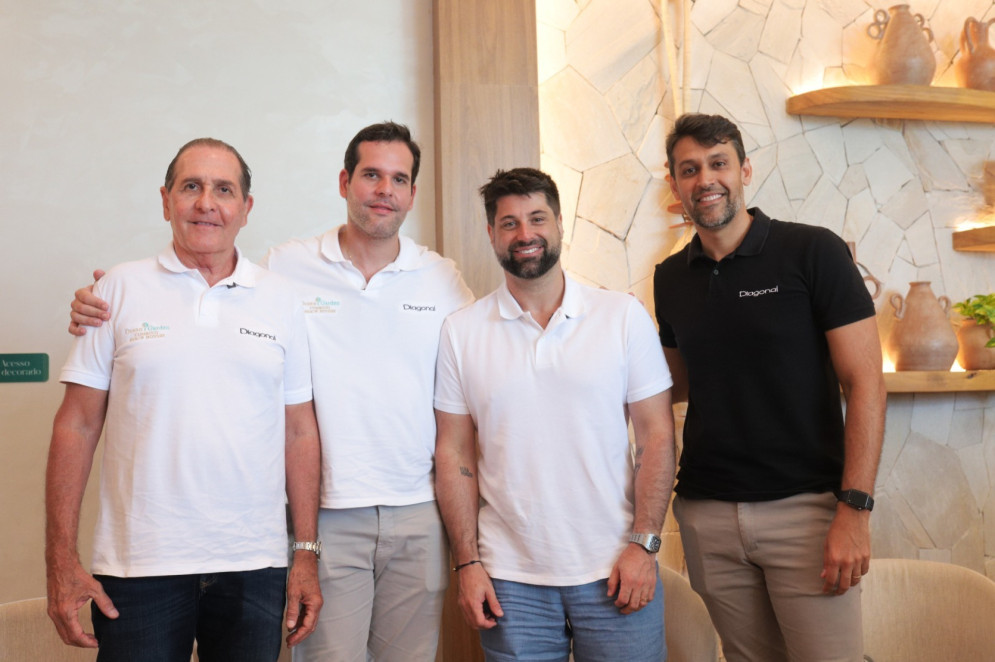 João Fiúza e João Ximenes Fiúza, Alfredo Soares e Thiago Andrade, gerente comercial da Diagonal(Foto: Davi Probo/ Divulgação )