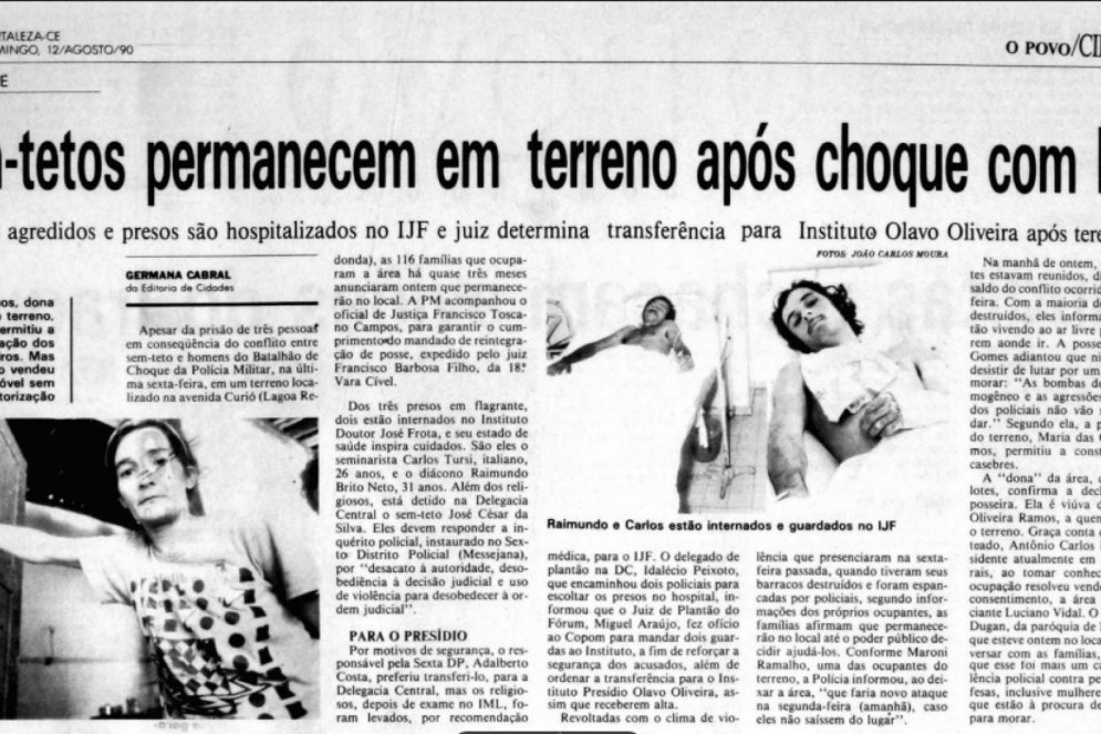 Edição do O POVO de 12/8/1990 mostra Tursi (foto à direita) em recuperação, internado no IJF(Foto: REPRODUÇÃO)