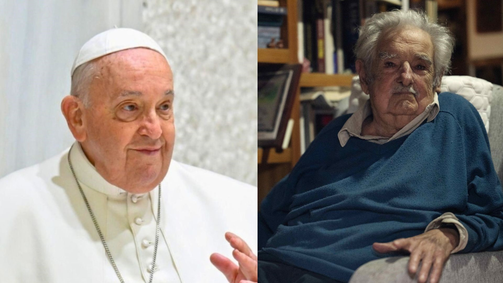 Papa Francisco e Pepe Mujica (Foto: Divulgação/Vatican News/EITAN ABRAMOVICH / AFP)