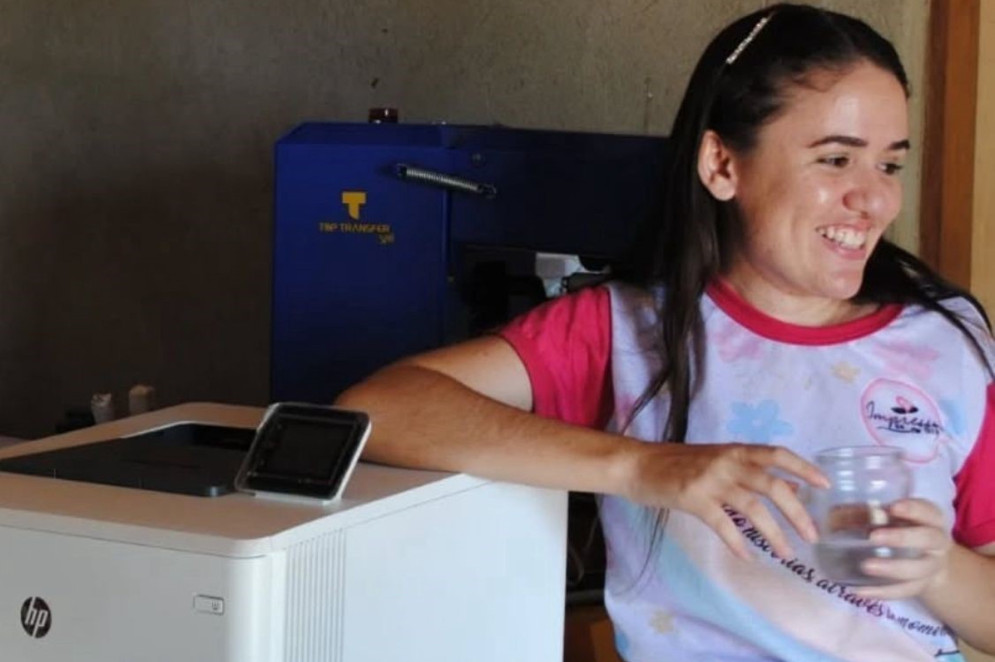 Bianca em sua empresa(Foto: Arquivo pessoal)