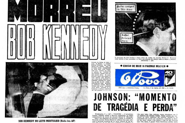 Atentado contra Robert Kennedy, 5 de junho de 1968. (Foto: O POVO É HISTÓRIA)