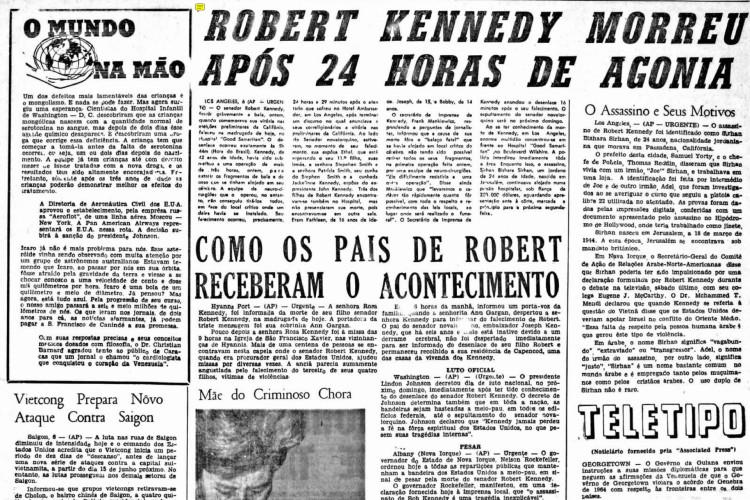 Atentado contra Robert Kennedy, 5 de junho de 1968. (Foto: O POVO É HISTÓRIA)
