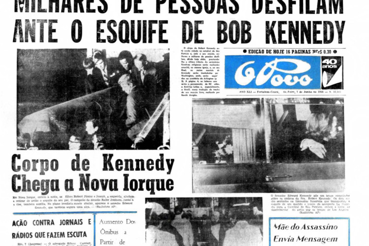 Atentado contra Robert Kennedy, 5 de junho de 1968. (Foto: O POVO É HISTÓRIA)