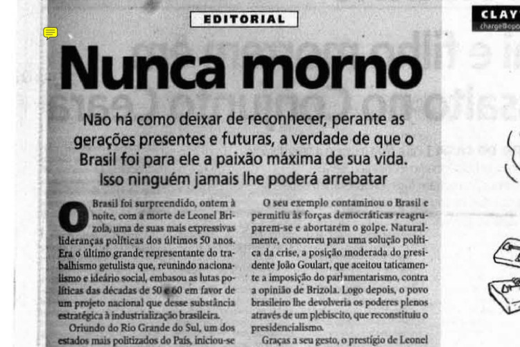 Morre Leonel Brizola, em 21 de junho de 2004(Foto: O POVO É HISTÓRIA)