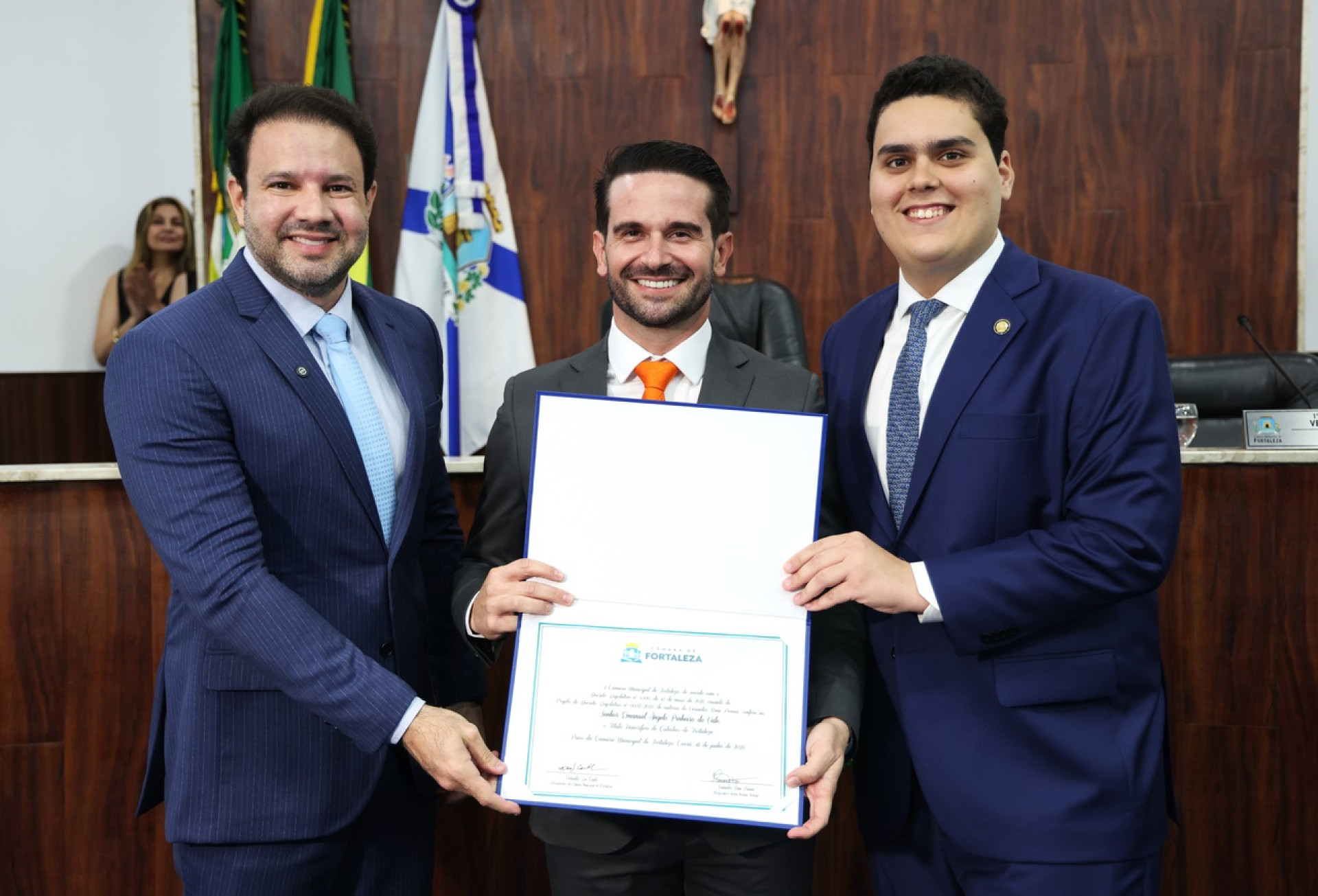 (Foto: André Lima/CMFor)Léo Couto, Emanuel Ângelo Pinheiro do Vale e Renê Pessoa 