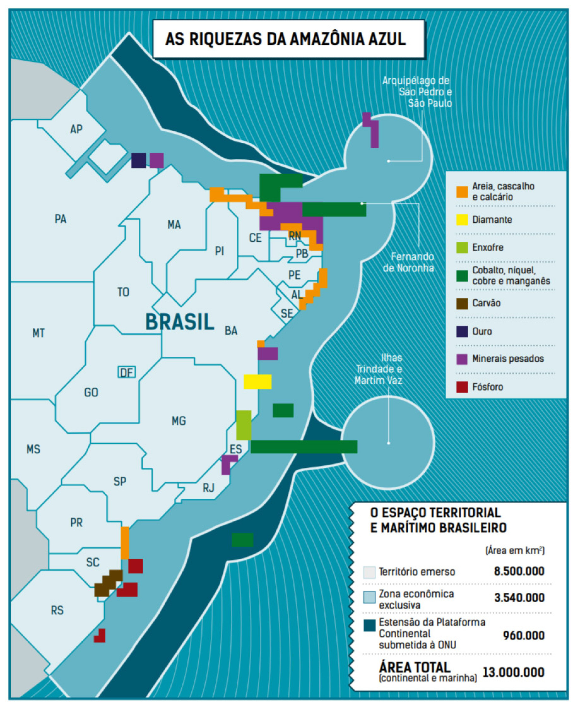 Plataforma Continental Brasileira e os minérios encontrados na região (Foto: Marinha do Brasil)