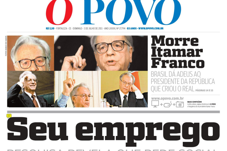 Morre Itamar Franco, em 2 de julho de 2011(Foto: O POVC É HISTÓRIA)