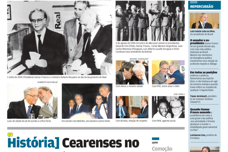 Morre Itamar Franco, em 2 de julho de 2011(Foto: O POVC É HISTÓRIA)