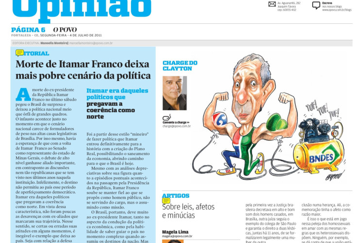 Morre Itamar Franco, em 2 de julho de 2011(Foto: O POVC É HISTÓRIA)