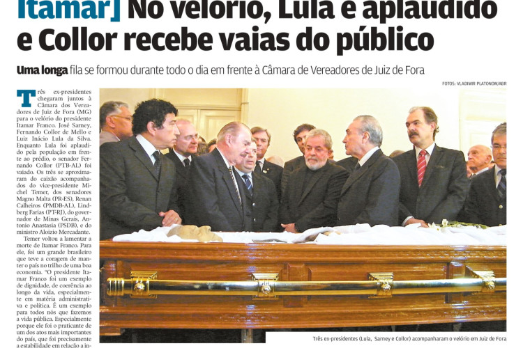 Morre Itamar Franco, em 2 de julho de 2011(Foto: O POVC É HISTÓRIA)