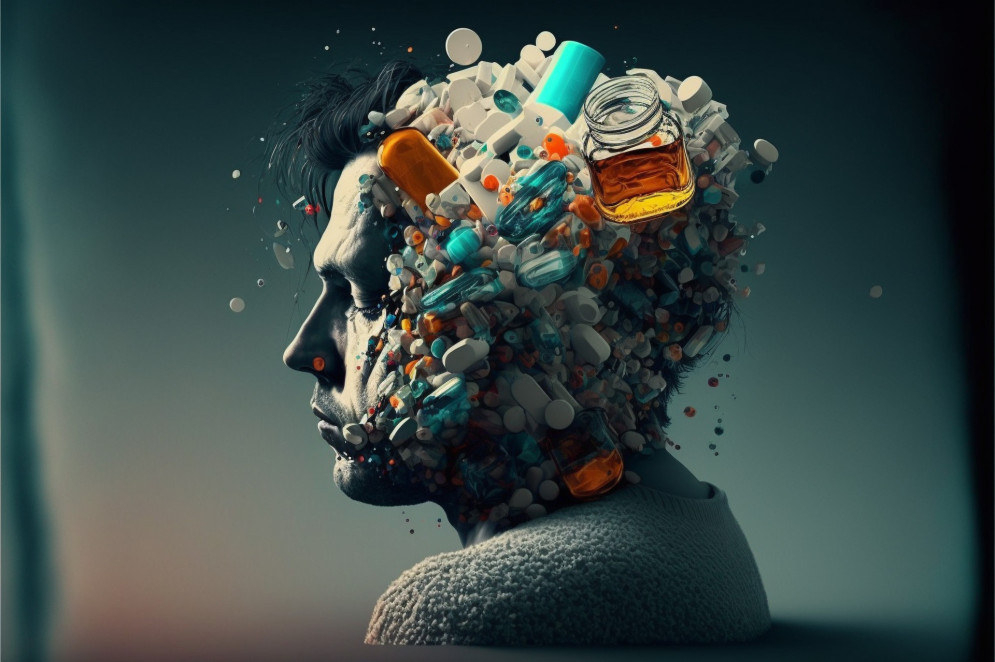 Imagem gerada por IA busca traduzir conceito de dependência química com uma elemento central que retrata a turbulência, a luta contra os custos físicos e emocionais do vício. A luta e a jornada de indivíduos afetados pela condição(Foto: Ankreative / AdobeStock)