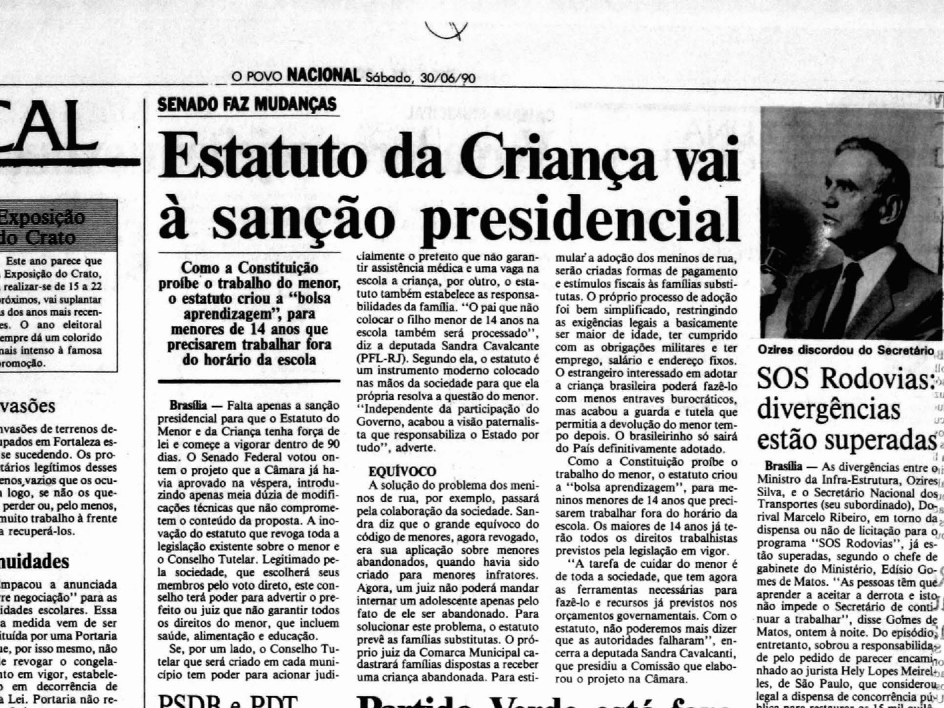 Há 35 anos era sancionado o Estatuto da Criança e do Adolescente (ECA), em 13 de julho de 1990, pelo então presidente Fernando Collor de Mello. (Foto: O POVO É HISTÓRIA)