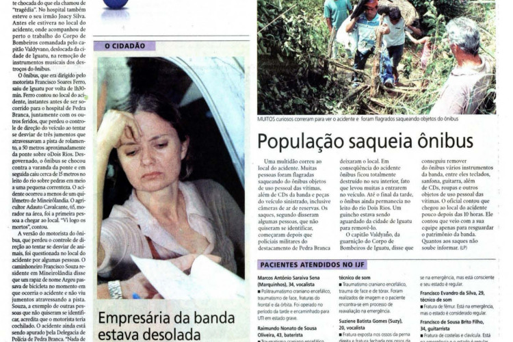 Acidente com a banda Líbanos, em 14 de julho de 2004(Foto: O POVO É HISTÓRIA)