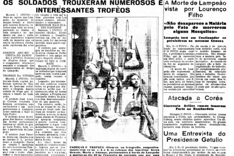 Há 87 anos, em 28 de julho de 1938, Lampião, Maria Bonita e parte de seu bando foram mortos pela polícia em Sergipe.(Foto: O POVO É HISTÓRIA)