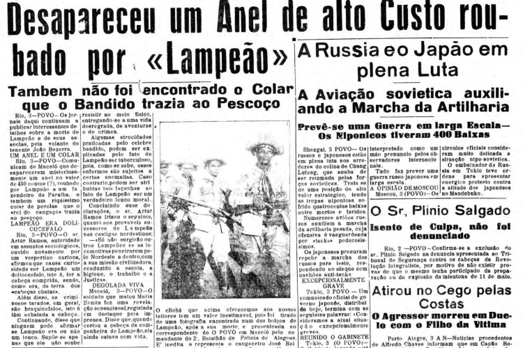 Há 87 anos, em 28 de julho de 1938, Lampião, Maria Bonita e parte de seu bando foram mortos pela polícia em Sergipe.(Foto: O POVO É HISTÓRIA)