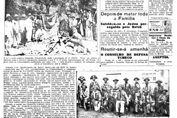 Há 87 anos, em 28 de julho de 1938, Lampião, Maria Bonita e parte de seu bando foram mortos pela polícia em Sergipe.(Foto: O POVO É HISTÓRIA)