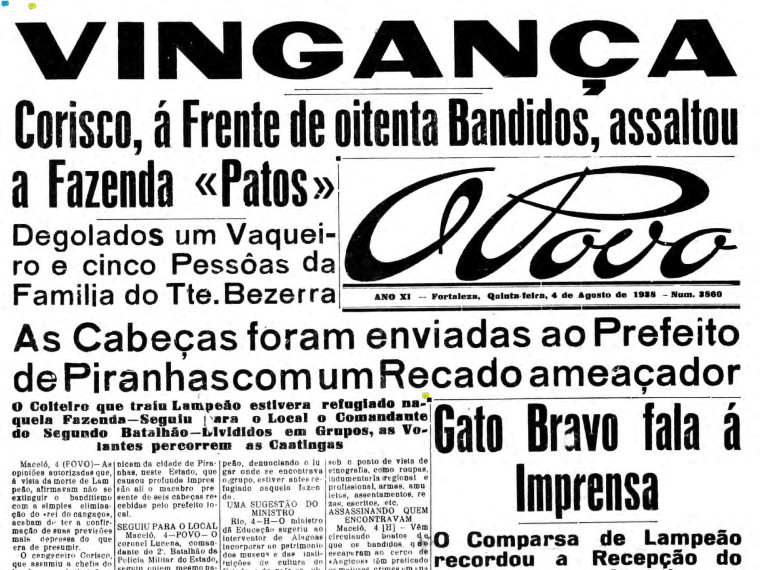 Há 87 anos, em 28 de julho de 1938, Lampião, Maria Bonita e parte de seu bando foram mortos pela polícia em Sergipe.(Foto: O POVO É HISTÓRIA)