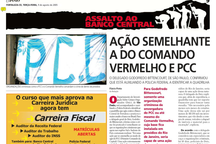 20 anos do assalto ao Banco Central em Fortaleza, no fim de semana dos dias 6 e 7 de agosto de 2005(Foto: O POVO É HISTÓRIA)