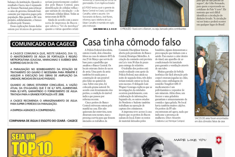 20 anos do assalto ao Banco Central em Fortaleza, no fim de semana dos dias 6 e 7 de agosto de 2005(Foto: O POVO É HISTÓRIA)