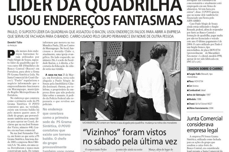 20 anos do assalto ao Banco Central em Fortaleza, no fim de semana dos dias 6 e 7 de agosto de 2005(Foto: O POVO É HISTÓRIA)