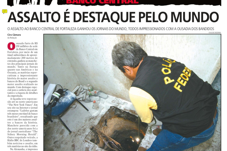 20 anos do assalto ao Banco Central em Fortaleza, no fim de semana dos dias 6 e 7 de agosto de 2005(Foto: O POVO É HISTÓRIA)