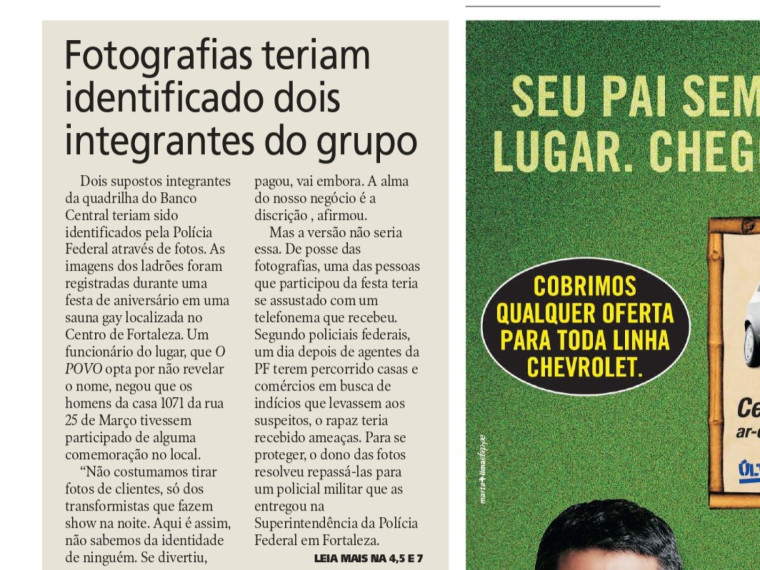 20 anos do assalto ao Banco Central em Fortaleza, no fim de semana dos dias 6 e 7 de agosto de 2005(Foto: O POVO É HISTÓRIA)