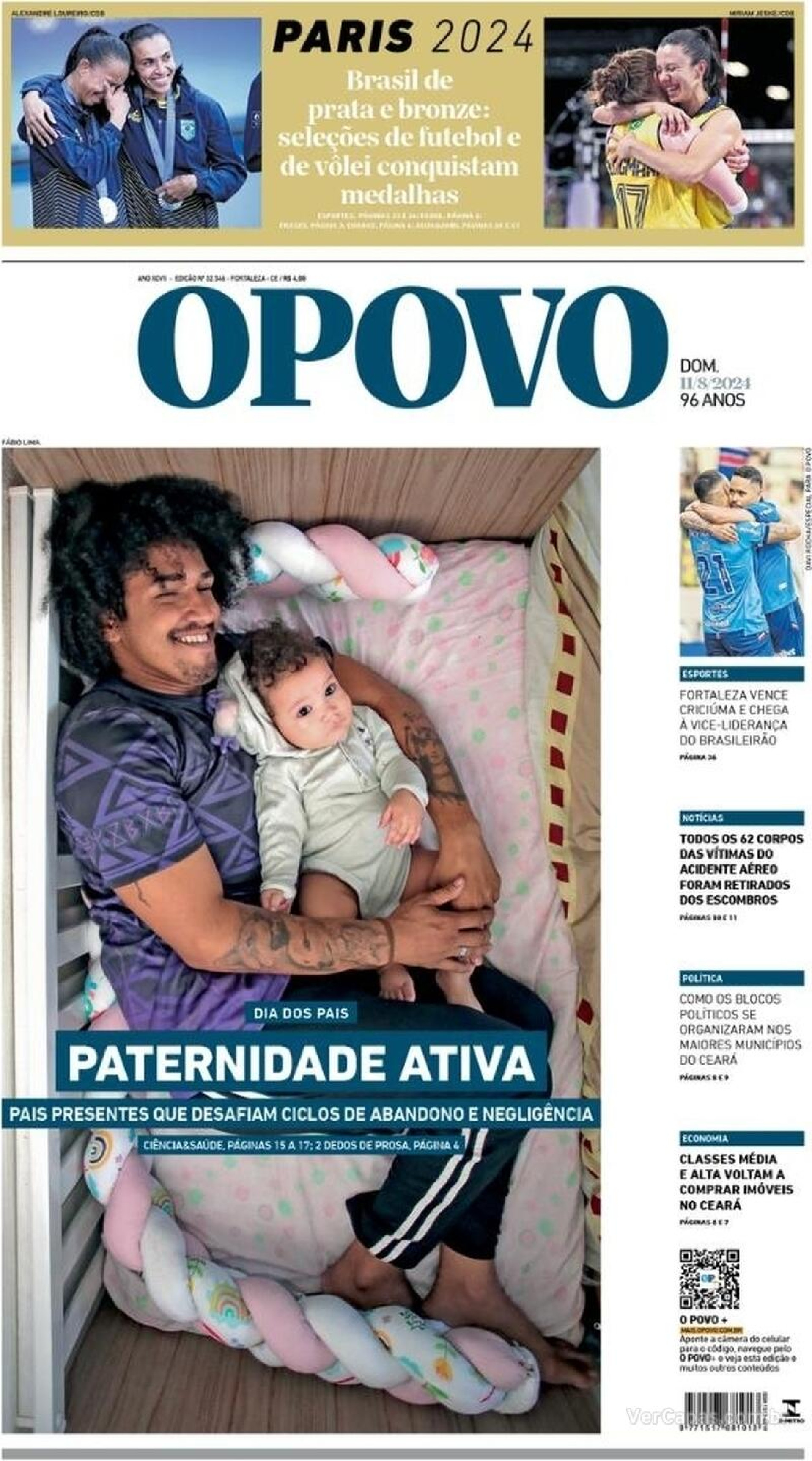 Jeff e sua filha Josiane Vitória estamparam a capa do O POVO na edição de Dia dos Pais de 2024, em 11 de agosto(Foto: O POVO)