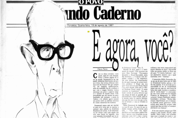 Há 38 anos, no dia 17 de agosto de 1987, falecia o poeta Carlos Drummond de Andrade.(Foto: O POVO DOC)