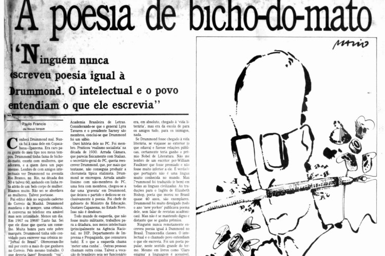 Há 38 anos, no dia 17 de agosto de 1987, falecia o poeta Carlos Drummond de Andrade.(Foto: O POVO DOC)