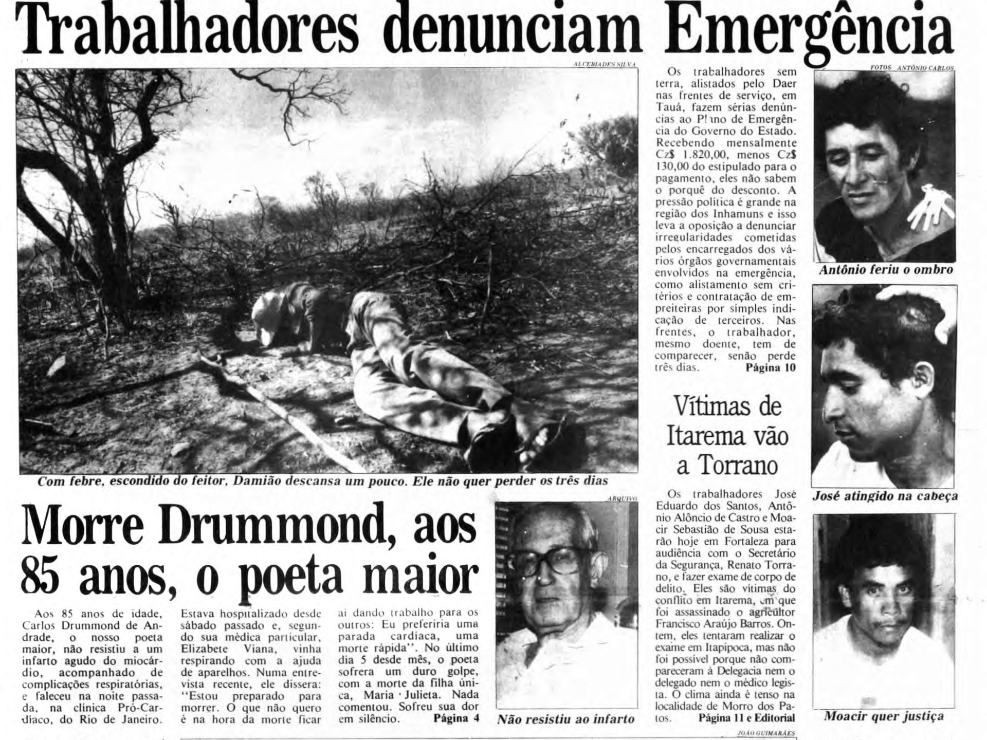 Há 38 anos, no dia 17 de agosto de 1987, falecia o poeta Carlos Drummond de Andrade. (Foto: O POVO DOC)