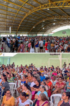 Registro compartilhado nas redes sociais do ex-secretário Carlos Kleber mostra a entrega de mais de mil "papéis da casa" para moradores do bairro Conjunto Palmeiras(Foto: Reprodução/Instagram/Carlos Kleber)