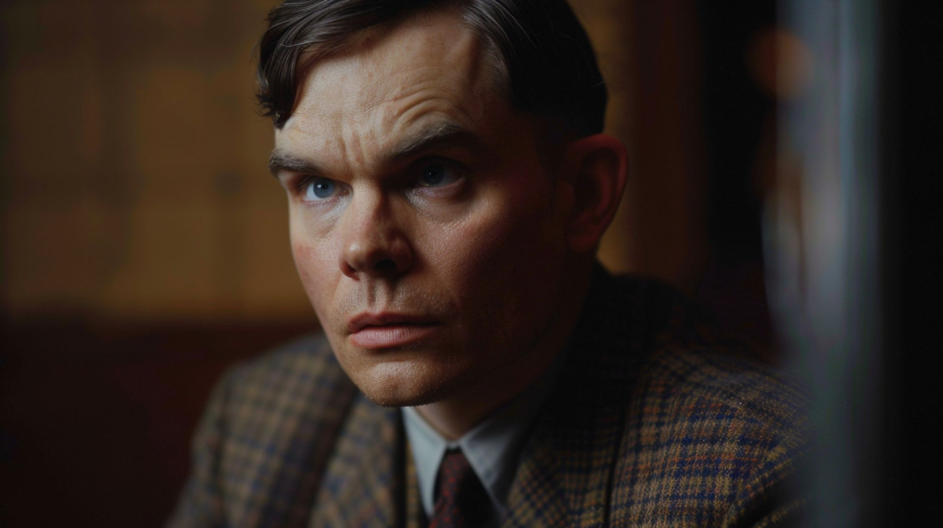 Script usado: alan turing, Photography, Shot on 70mm, Depth of Field, --ar 16:9 --v 6.0 (Foto: Imagem gerada por Inteligência Artificial (script próprio): Midjourney)