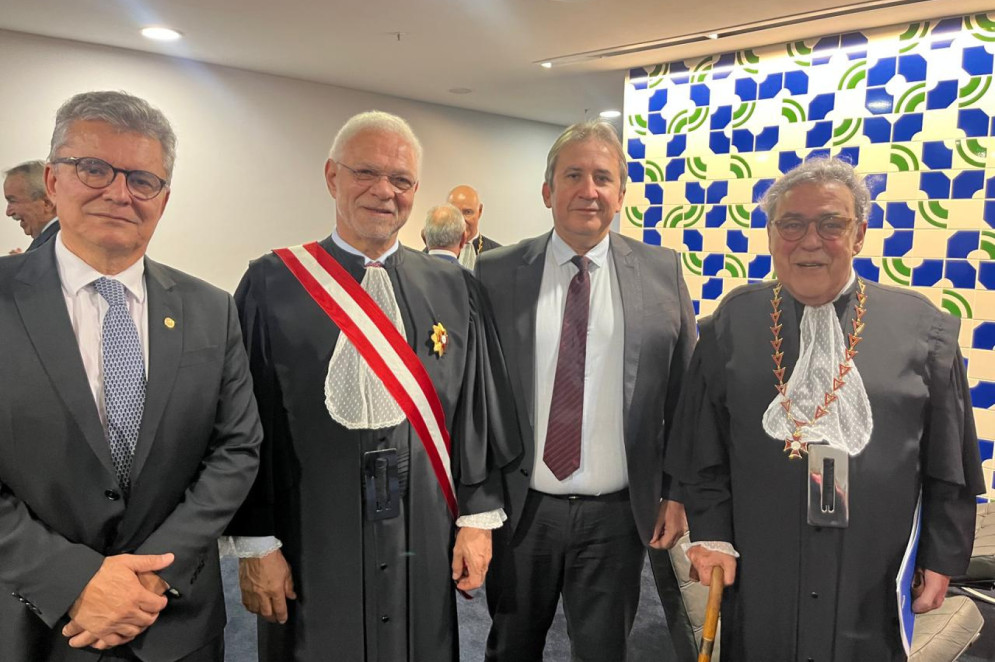 (Foto: Arquivo pessoal)Advogado Raimar Machado, ministro Alexandre Agra, desembargador Paulo Régis Botelho e o ministro Aloysio Corrêia da Veiga