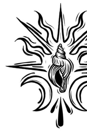 Arte em estilo xilogravura, de título: Universo do mar(Foto: Por Lia Aguiar)