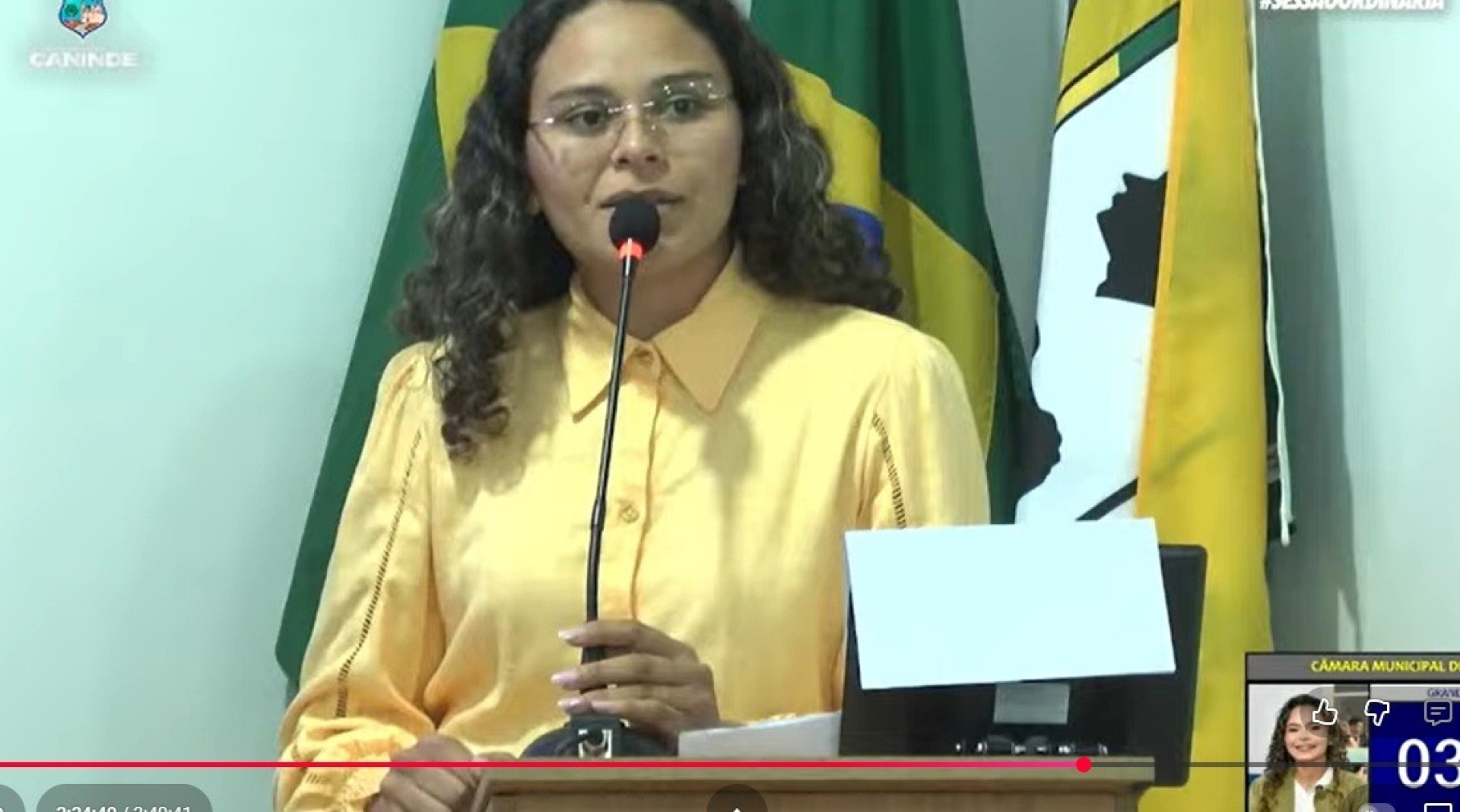 Vereadora Suely da Reserva, do PSB (Foto: Reprodução de vídeo / Câmara de Canindé)