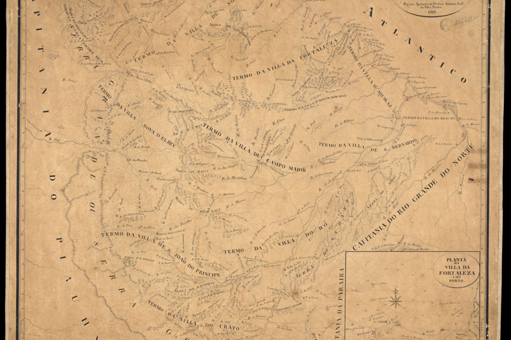 Carta da Capitania do Ceará em 1818(Foto: Acervo Prefeitura de Fortaleza)