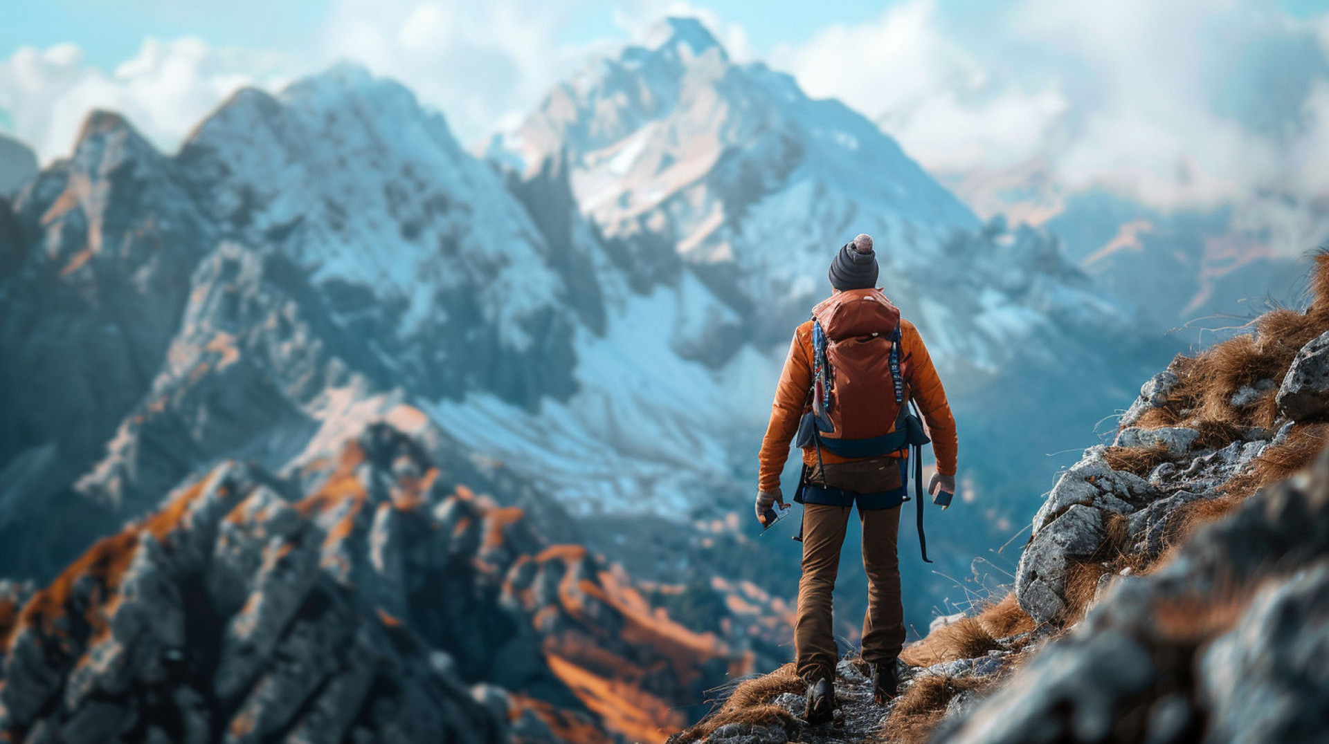 Script usado: Mountains, close, mountaineering, Mountaineering, Danger, Cell phone use, AI, Photography, Shot on 70mm, Depth of Field, --ar 16:9 --v 6.0 (Foto: Imagem gerada por Inteligência Artificial (script próprio): Midjourney)