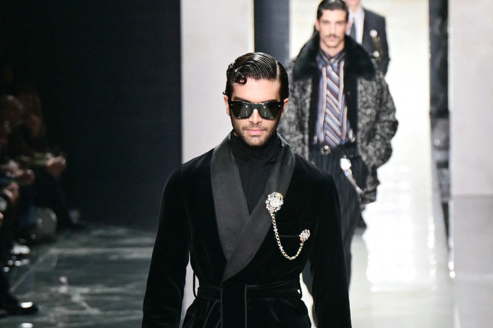 Coleção masculina Outono/Inverno 2026-2027 da Dolce & Gabbana na Semana de Moda de Milão (Foto:  Stefano RELLANDINI / AFP)