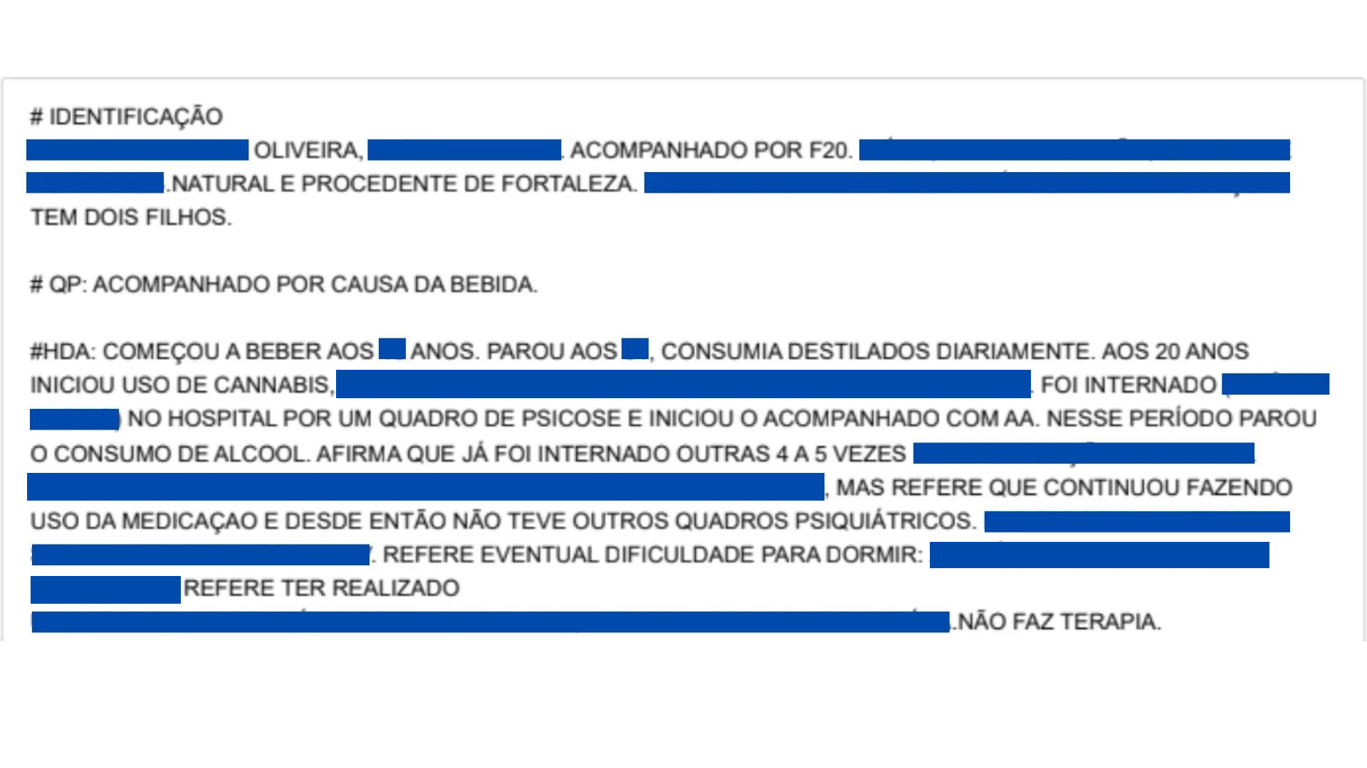 Reprodução de anotações encontradas pela reportagem em um dos sites. Informações que poderiam identificar os pacientes foram tarjadas (Foto: Reprodução)