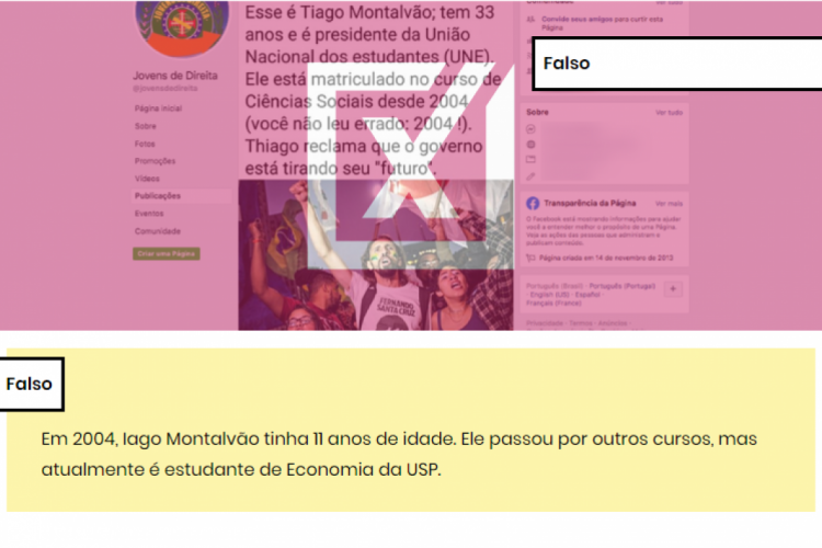 Foto: Boato circulou nas redes sociais e foi desmentido pelo Projeto Comprova