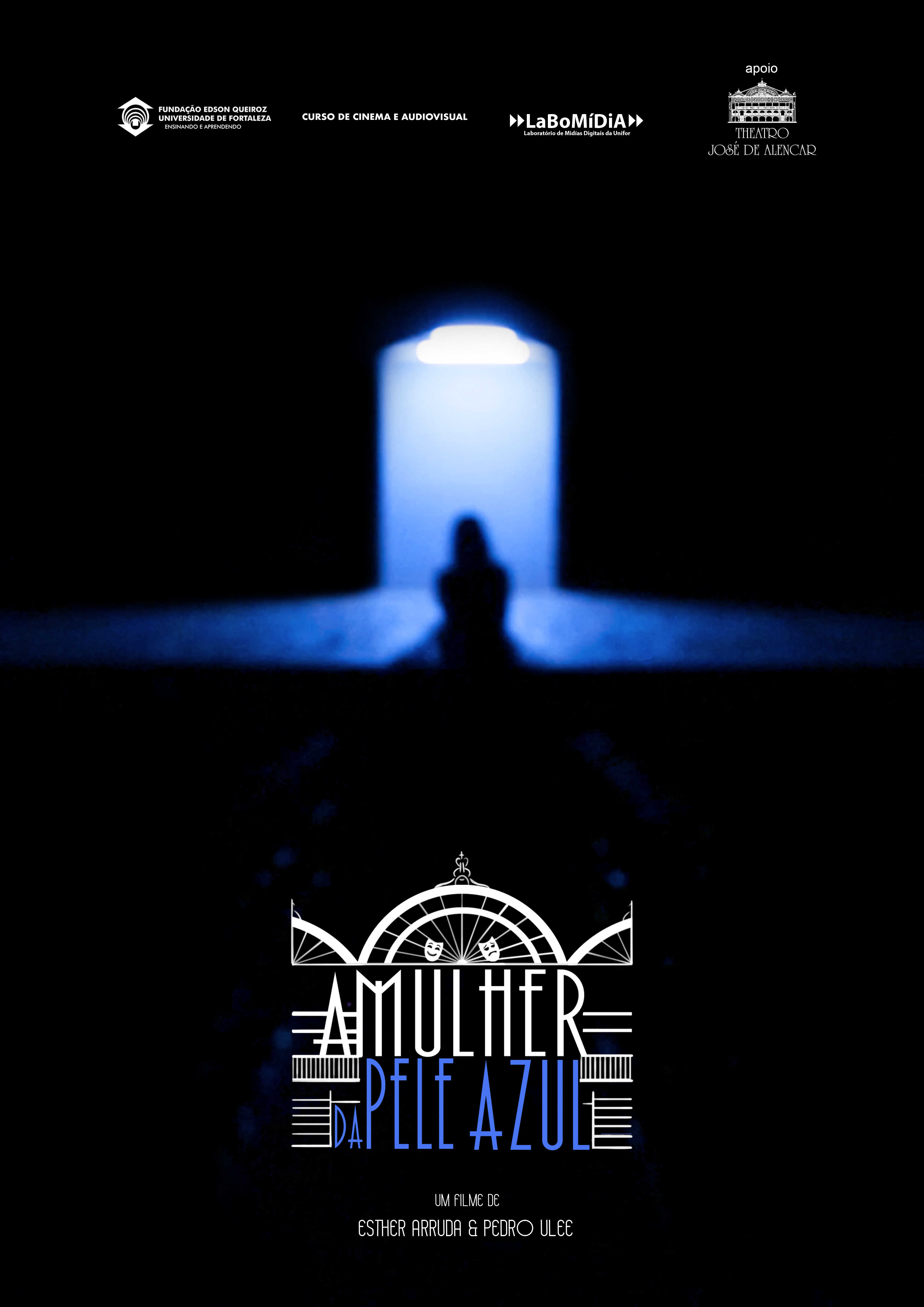 Pôster do filme "A Mulher da Pele Azul", dirigido por Esther Arruda e Pedro Ulee